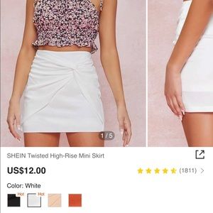 SHEIN twist front white mini skirt